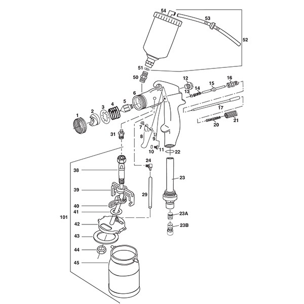 TP Tools® ProLine HVLP Turbine Gun Parts Breakdown TP Tools & Equipment