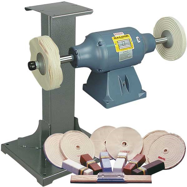 BALDOR® 3/4HP Buffer, 11 Ga Steel Stand & Buffing Kit TP Tools