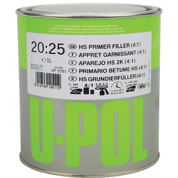 UPol® "3IN1" Urethane Primer (2K) DTM Gray, Liter TP Tools & Equipment