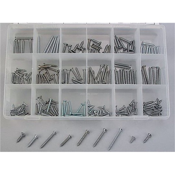 200-Pc Chrome-Plated Self-Tapping Screw Assortment