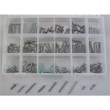 200-Pc Chrome-Plated Self-Tapping Screw Assortment