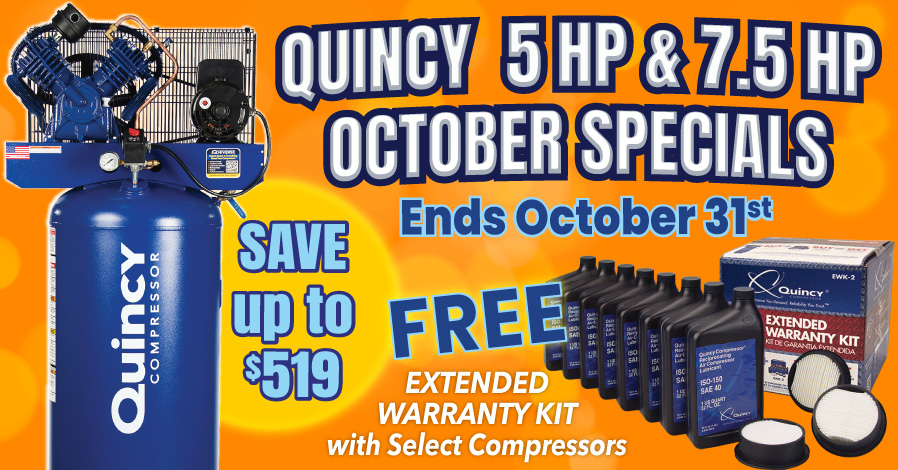 Quincy Air Compressor & Warranty Kit Sale Going on Now - Save up to $519!
