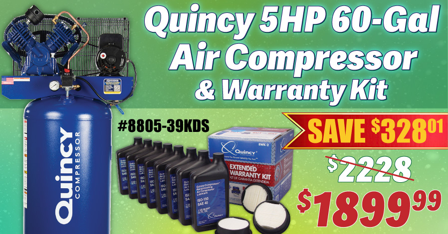 Promo Image for Shop Quincy QT-54 Pro 60-Gal Compressor & Warranty Kit Sale!