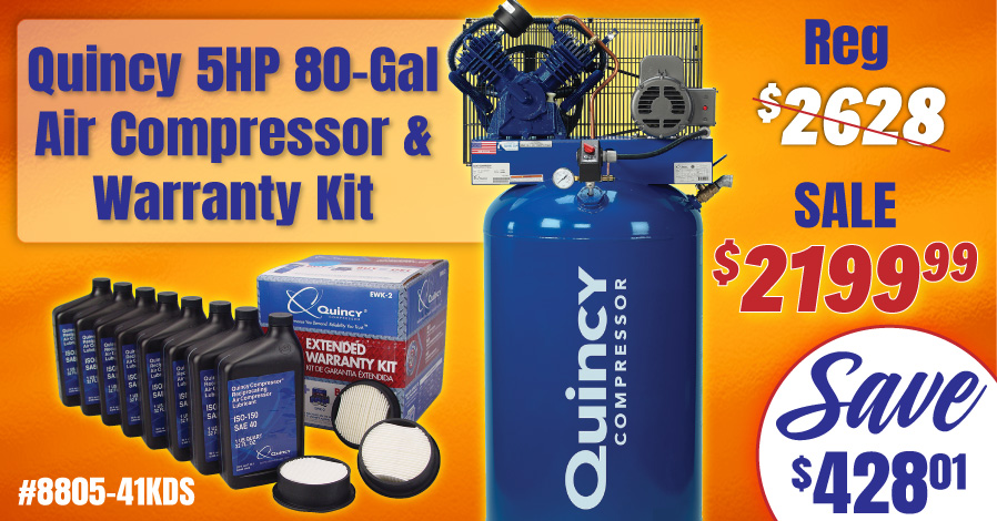 Promo Image for Shop Quincy QT-54 Pro 80-Gal Compressor & Warranty Kit Sale!