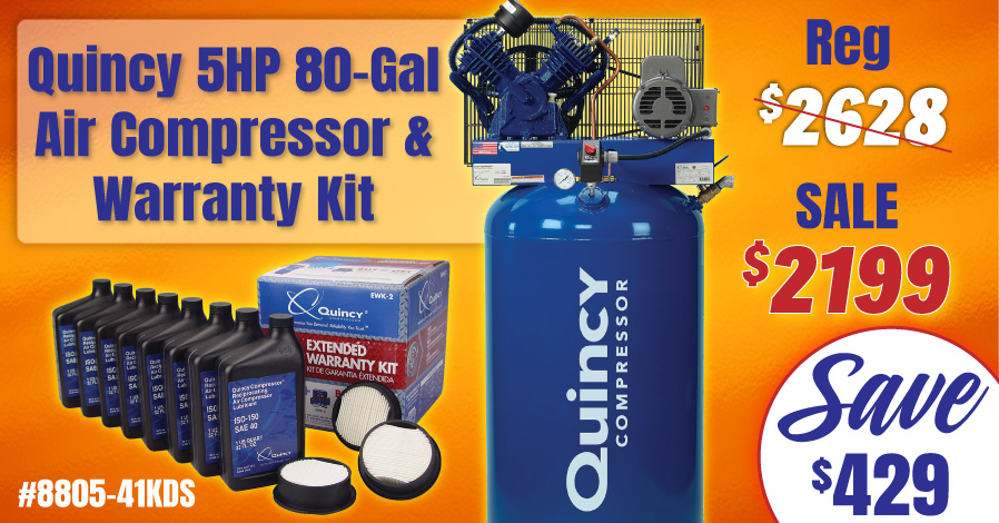 Promo Image for Shop Quincy QT-54 Pro 80-Gal Compressor & Warranty Kit Sale!