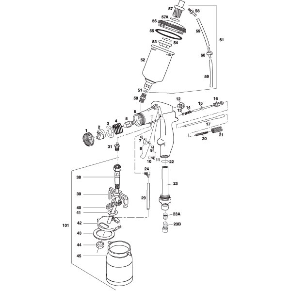 TP Tools® ProLine HVLP Turbine Gun Parts Breakdown - TP Tools & Equipment