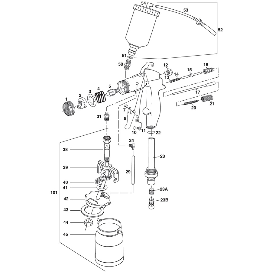 TP Tools® ProLine HVLP Turbine Gun Parts Breakdown