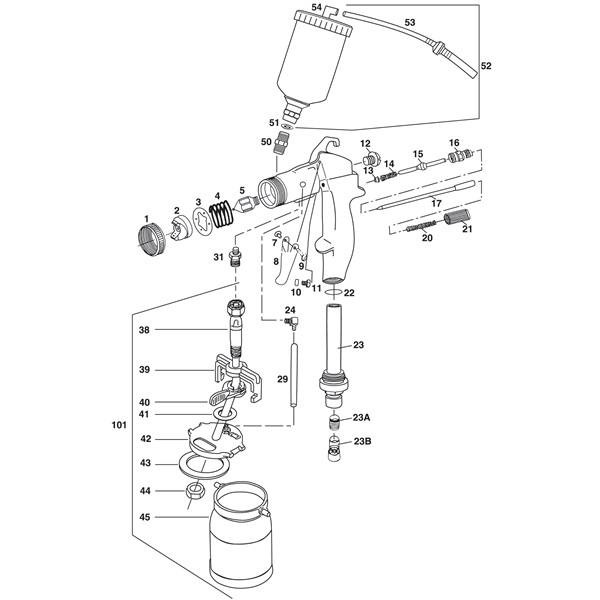 TP Tools® ProLine HVLP Turbine Gun Parts Breakdown