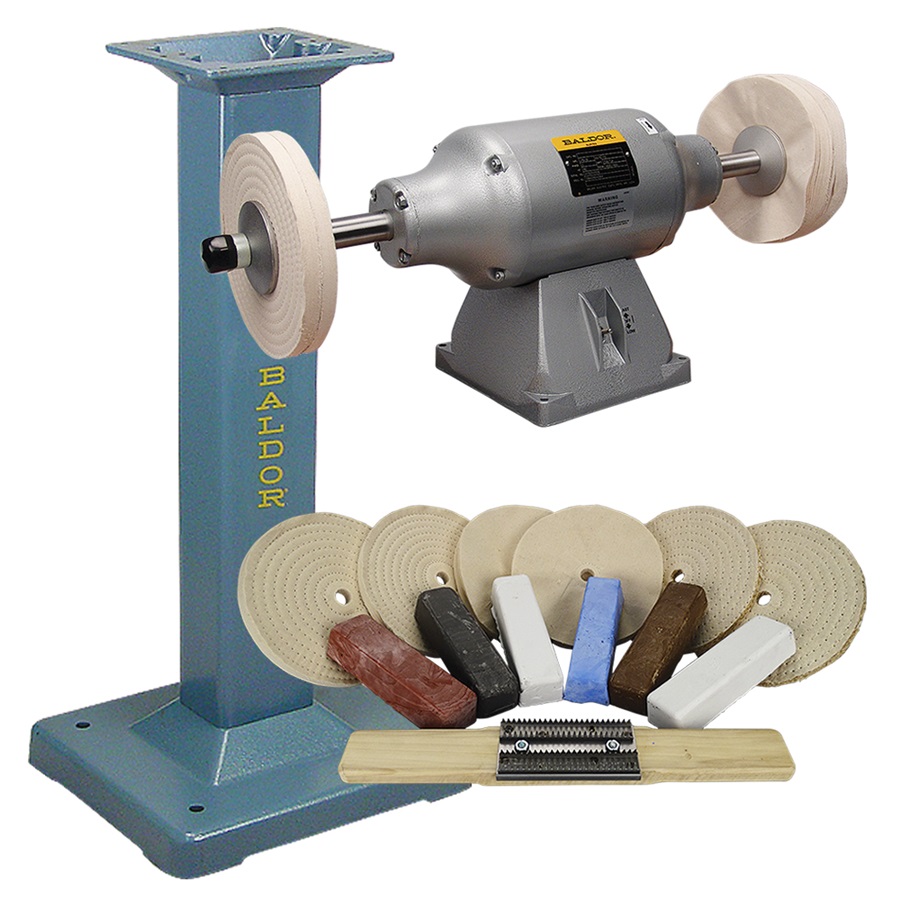 Baldor® 3/4HP 2-Speed Buffer, Baldor® Cast-Iron Stand & Buffing Kit