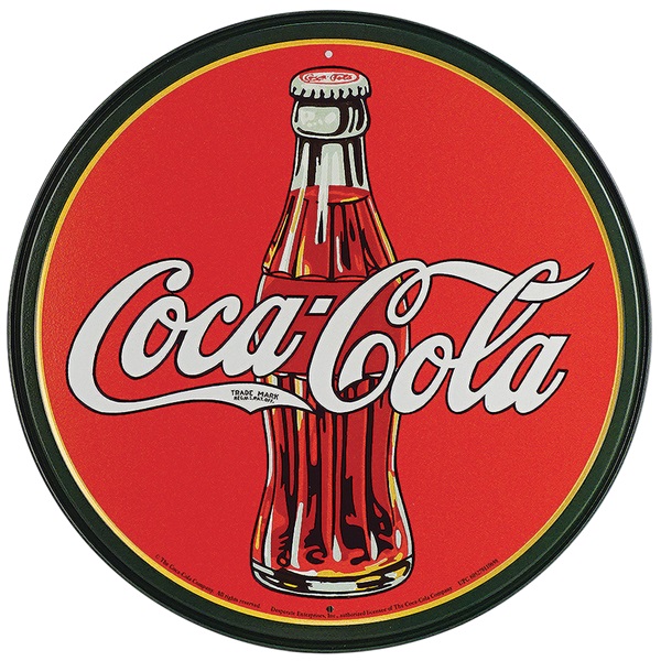 Coke 30's Bottle Aluminum-Style Sign - 11-3/4" Dia