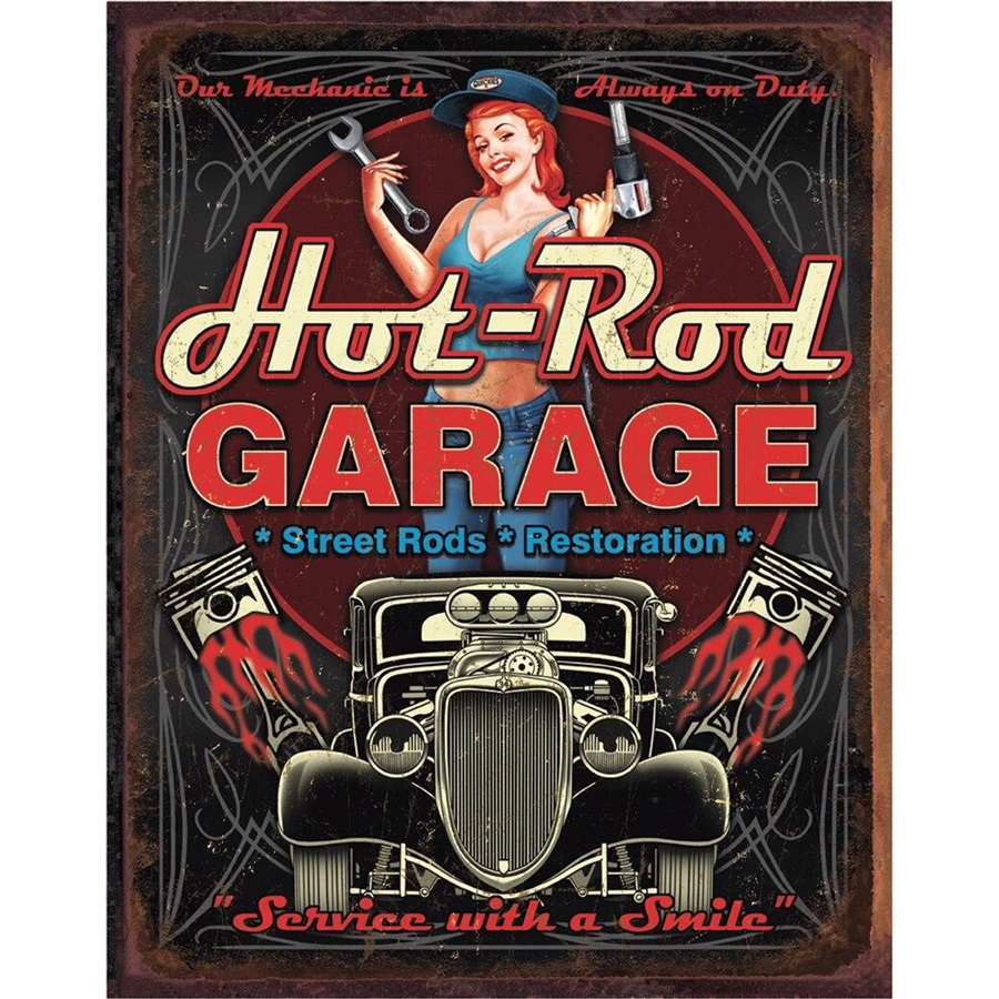 Hot Rod Garage - Pistons Tin Sign - 12-1/2"W x 16"H