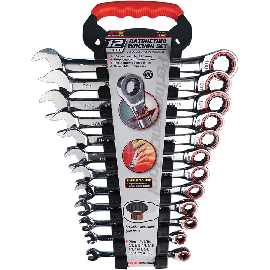 Performance Tool® 12-Pc SAE Ratcheting Wrench Set