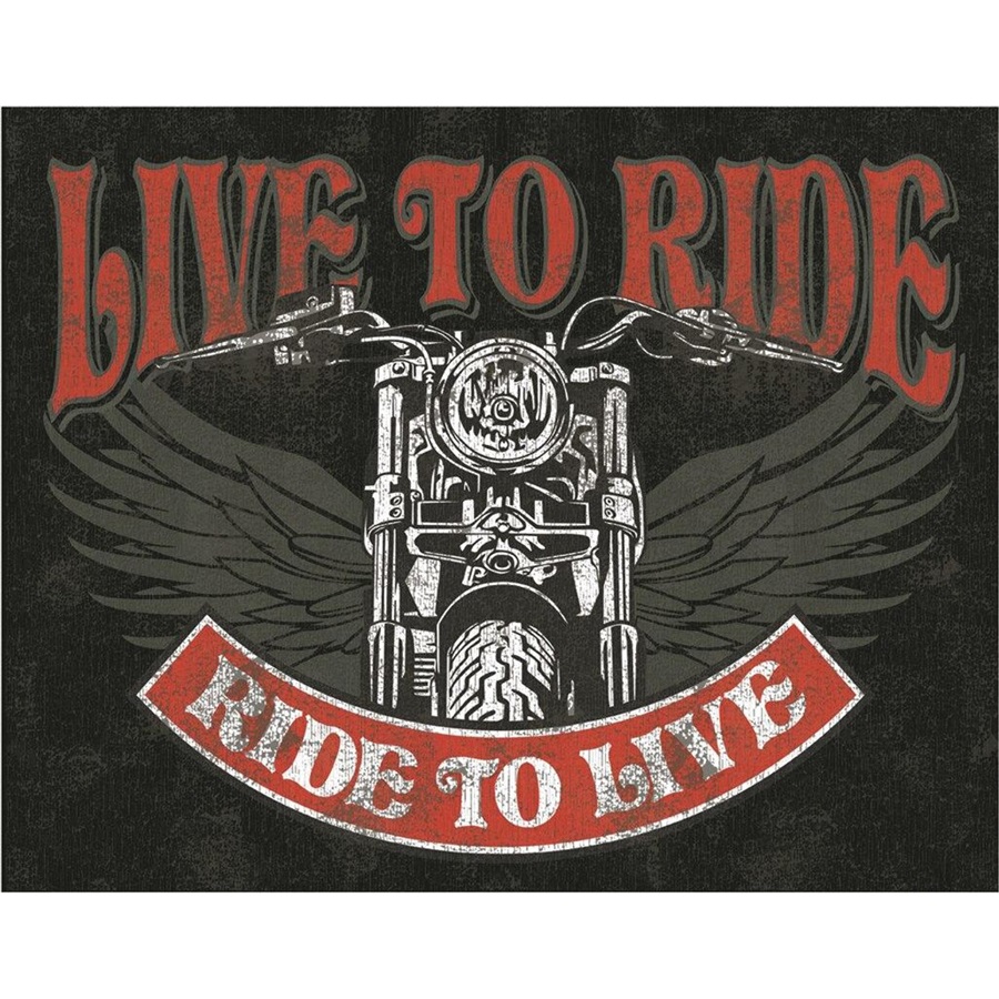 Live to Ride - Bike Tin Sign - 16"W x 12-1/2"H