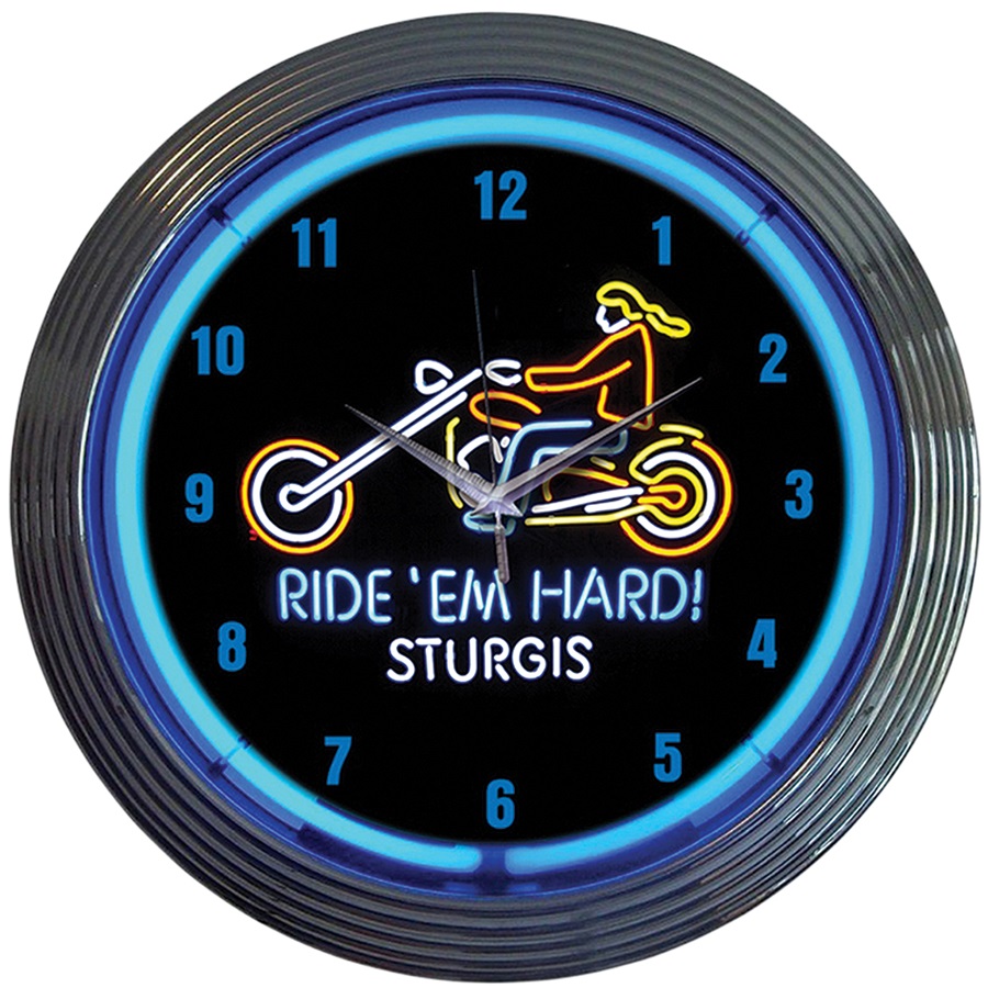 Ride 'Em Hard Sturgis Neon Wall Clock