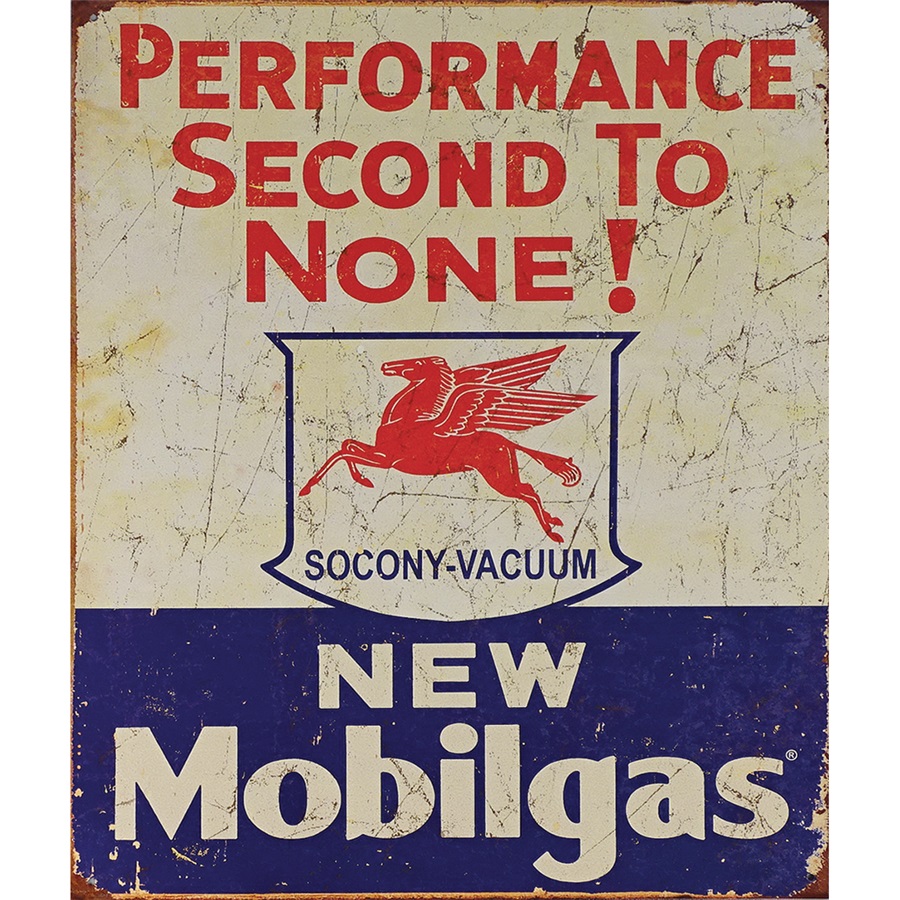 Mobilgas Tin Sign - 12-1/2"W x 16"H