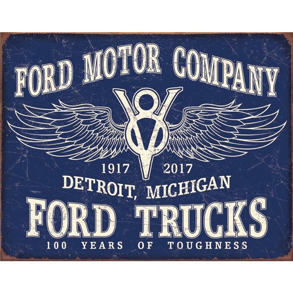 Ford Trucks - 100 Years Tin Sign - 16"W x 12-1/2"H