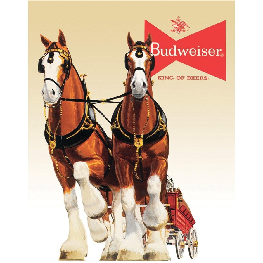 Bud Clydesdale Team Tin Sign - 12-1/2"W x 16"H