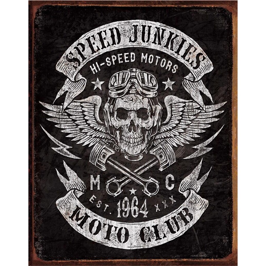 Speed Junkies Tin Sign - 12-1/2"W x 16"H