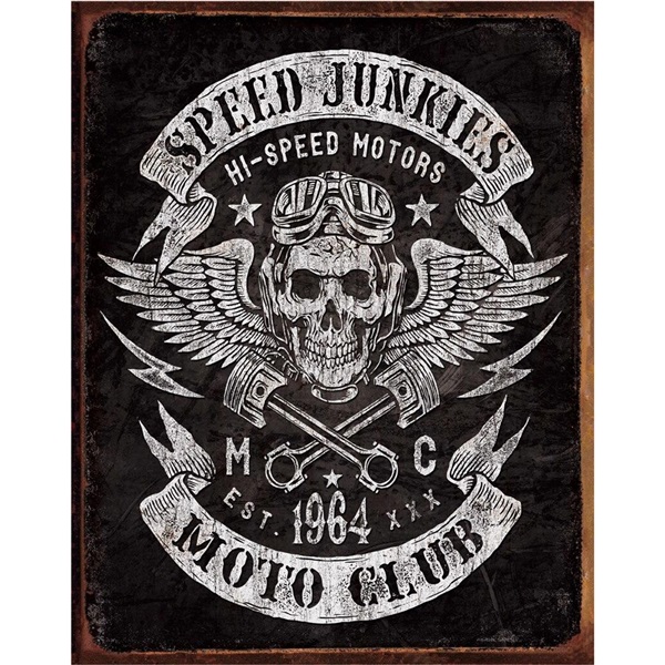 Speed Junkies Tin Sign - 12-1/2"W x 16"H