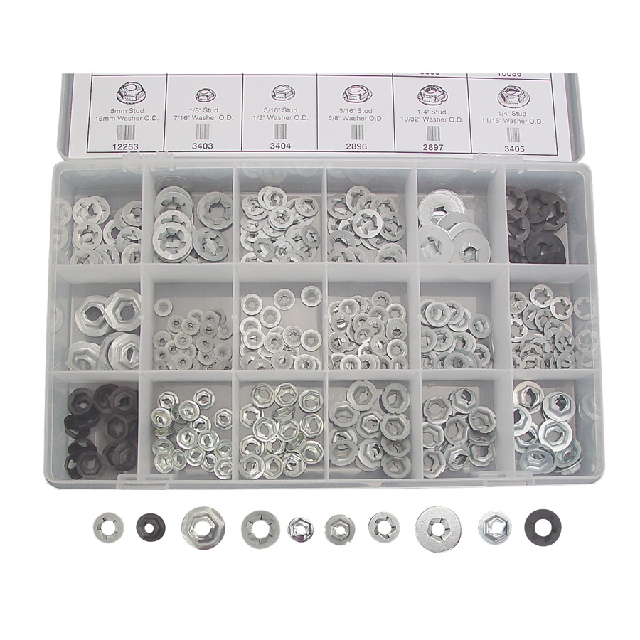 385-Pc Push-On & Thread-Cutting Nuts