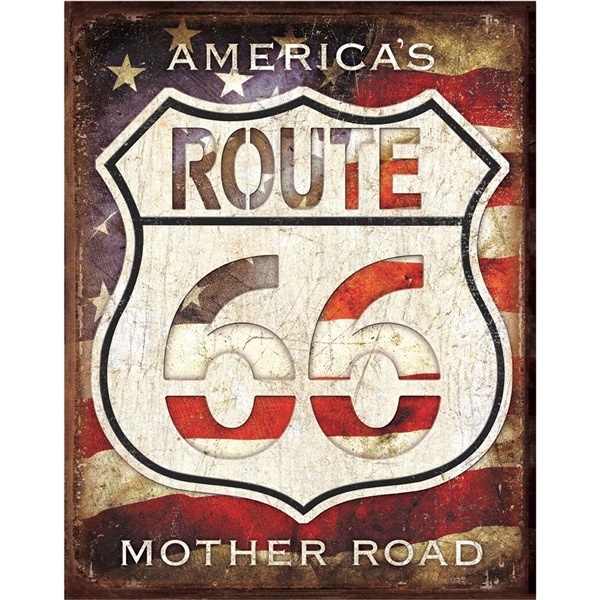 Rt. 66 - America's Road Tin Sign - 12-1/2"W x 16"H