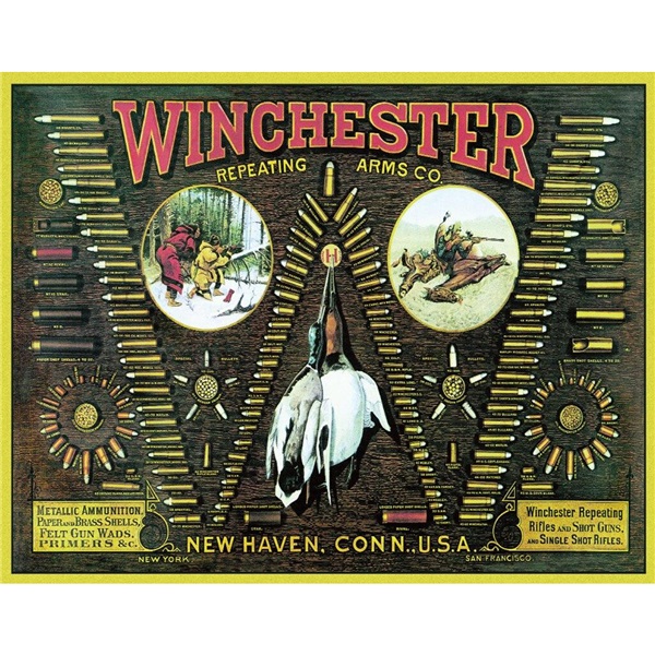 Winchester Bullet Board Tin Sign - 16"W x 12-1/2"H