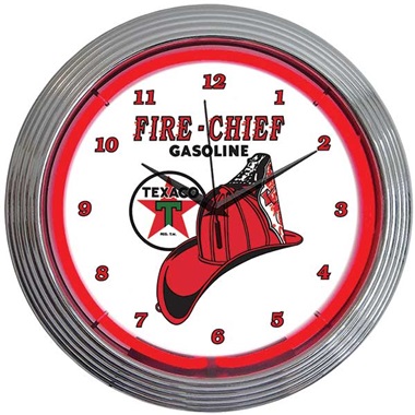 Texaco Fire Chief Neon Wall Clock