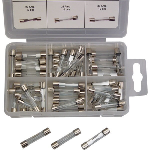 thumbnail image 2 of 60pcs Glass Fuse Assortment – 6x30mm Quick Blow, Mixed Values, MPN 39209 2 of 4
