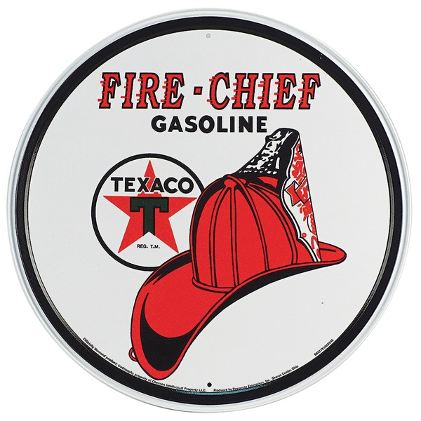 Texaco Fire Chief Aluminum-Style Sign - 11-3/4" Dia