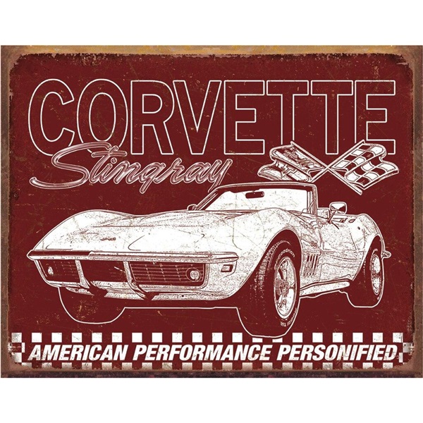 Corvette - 69 StingRay Tin Sign - 16"W x 12-1/2"H