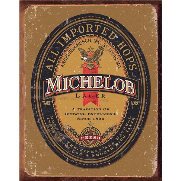 Michelob Logo Tin Sign - 12-1/2"W x 16"H