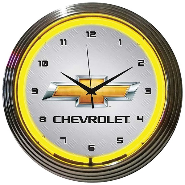 Chevrolet Yellow Neon Wall Clock