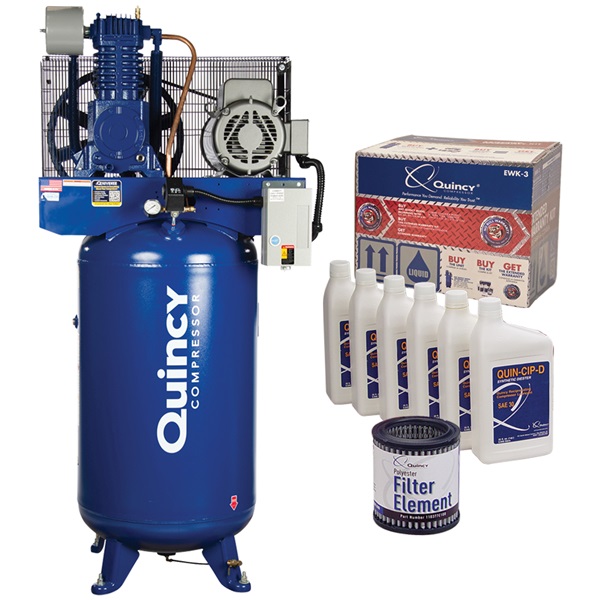 Quincy 7.5HP 2-Stage 80-Gal Air Compressor and Warranty Kit