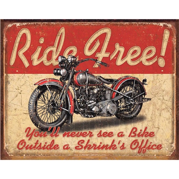 Ride Free Tin Sign - 16"W x 12-1/2"H