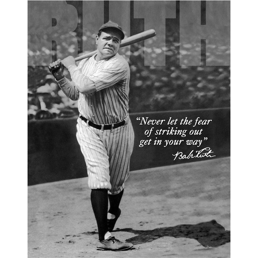 Babe Ruth - No Fear Tin Sign - 12-1/2"W x 16"H