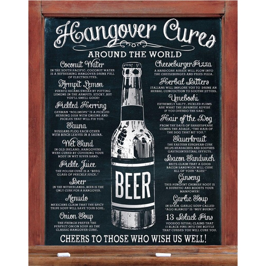 Hangover Cures Tin Sign - 12-1/2"W x 16"H