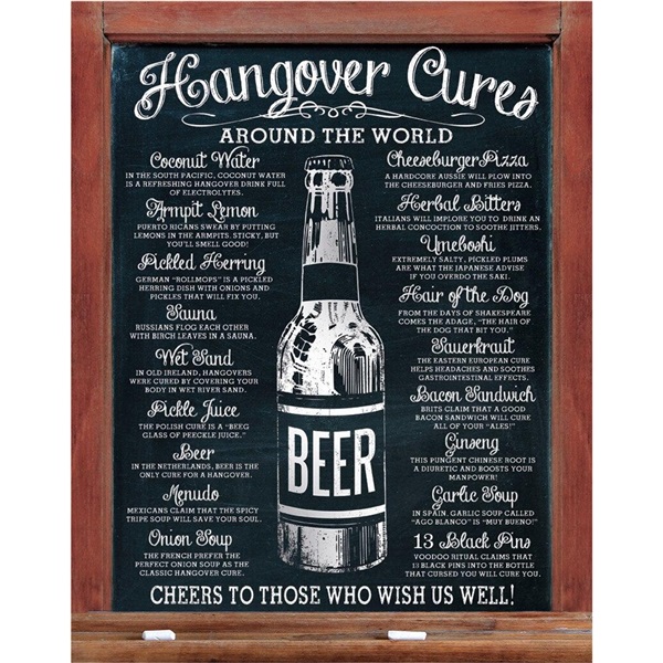 Hangover Cures Tin Sign - 12-1/2"W x 16"H