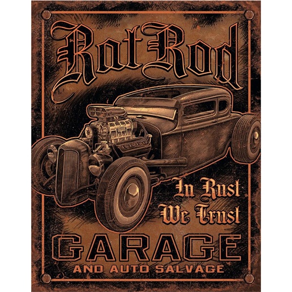 Rat Rod Garage Tin Sign - 12-1/2"W x 16"H