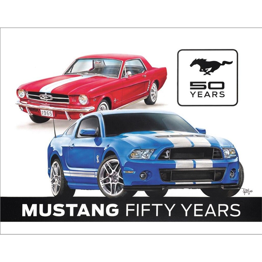 Ford Mustang 50th Tin Sign - 16"W x 12-1/2"H