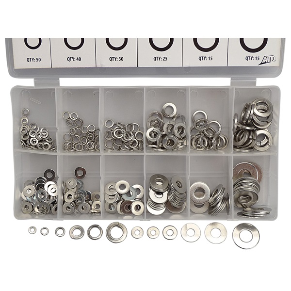 350-Pc Stainless Lock & Flat Washer Assortment