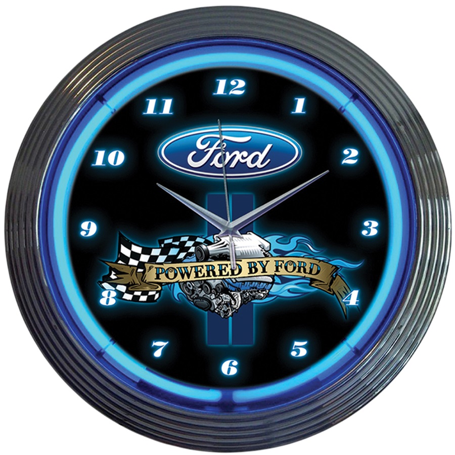 Powered by Ford Neon Wall Clock