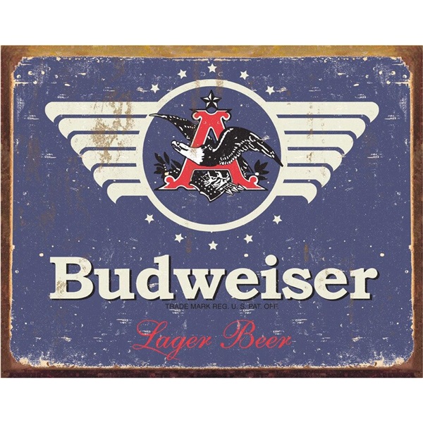 Budweiser 1936 Logo Tin Sign - 16"W x 12-1/2"H