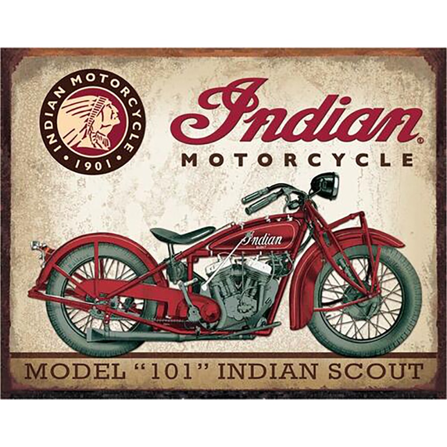 Indian Scout Tin Sign - 16"W x 12-1/2"H