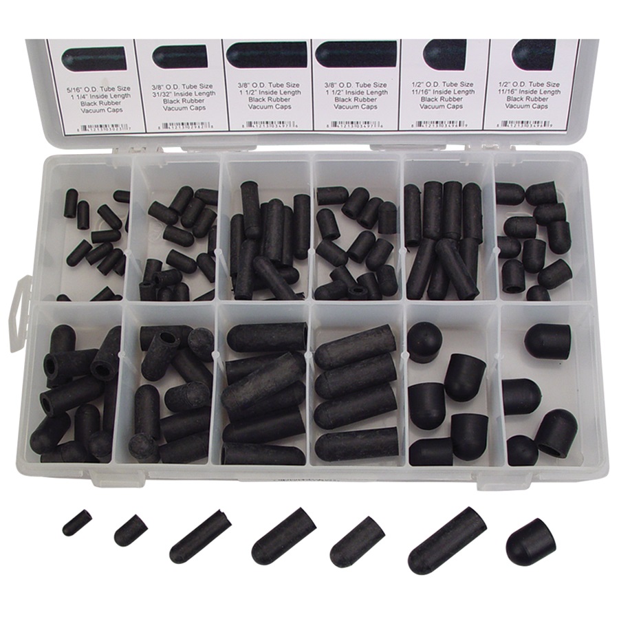 115-Pc Black Rubber Vacuum Cap Assortment