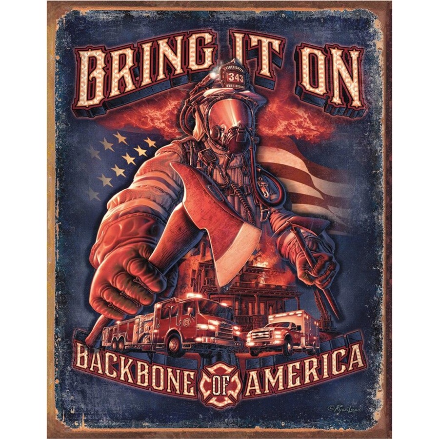 Fire Fighters - Bring It On Tin Sign - 12-1/2"W x 16"H