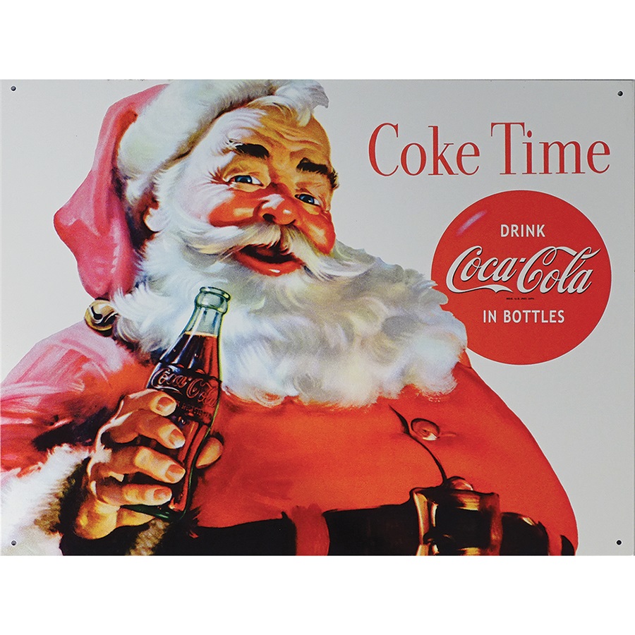 Coke Santa Tin Sign - 16"W x 12-1/2"H