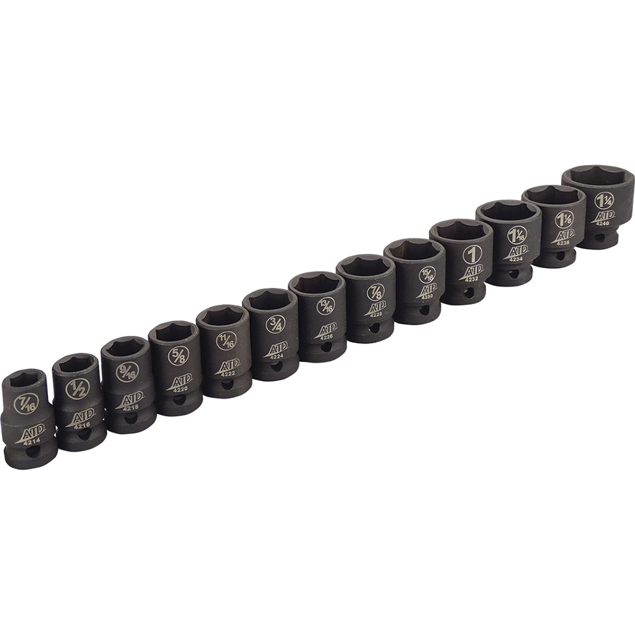 ATD 13-Pc 1/2" Drive 6-Pt Impact Socket Set - SAE