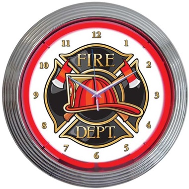 Fire Department Neon Wall Clock