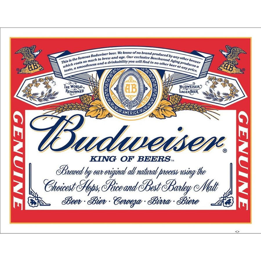 Budweiser King Tin Sign - 16"W x 12-1/2"H