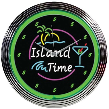 Island Time Neon Wall Clock
